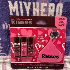 Hershey’s Kisses Strawberry & Milk Chocolate 3pc Lip Balm with Keychain Holder